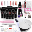 Poly Nail Gel Kit, Phoenixy 6 Colors Poly Nail Extension Gel Kit with 36W LED U V Nail Lamp Basic Nail Art Tools All In One Manicure Starter Kit Gift phoenixy