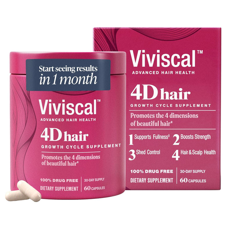 Viviscal 4D Hair Growth Cycle Supplements for Women for Full, Strong, and Healthy Hair; Made with Keratin, Vitamin A, Biotin, Zinc, 30 Day Supply, 60 Count Infinity Warehouse