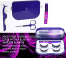 Arishine 3D 5D Magnetic Eyelashes with Eyeliner Kit, 10-Pair Reusable Fluffy Magnetic Lashes, 2 Pair Natural magnetic Eyelashes with 2 Tubes of Magnetic Eyeliner with Scissors Tweezers & Mirror Case Arishine