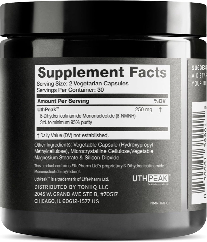 Toniiq NMNH Supplement – Clinically Studied UthPeak™ – 95% Highly Purified & Third-Party Tested for NAD+ & Healthy Aging Support Infinity Warehouse