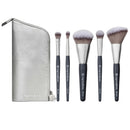 BK BEAUTY BRUSHES - ANGIE HOT & FLASHY Travel Brush Set with Pouch - Foundation Makeup Brushes - Brush for Liquid or Cream Foundations - Under-Eye Concealer | Bronzer, Blush & Highlighter Makeup Brush Infinity Warehouse