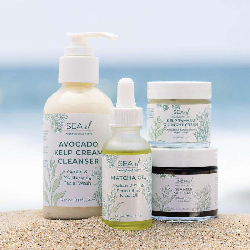 Kelp Tamanu Oil Night Cream Hydrating Face Moisturizer Reparative Skin Softening Skincare - Nighttime Anti Aging Facial Lotion for Women & Men - 1 Oz