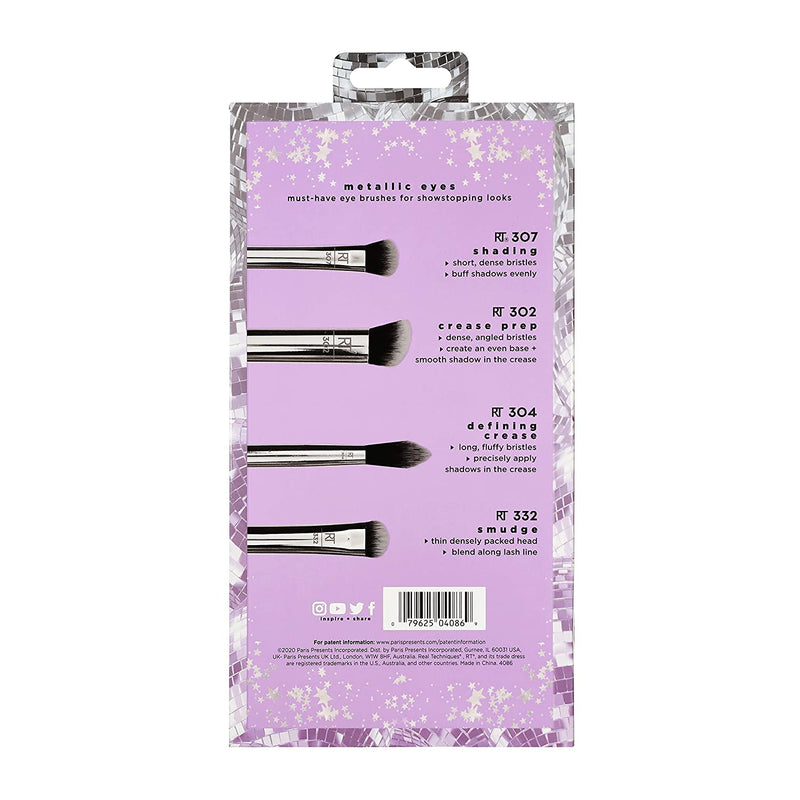 Real Techniques Eye Makeup Brush Gift Set, Metallic Eye Gift Set, Holiday Stocking Stuffer, 4 Brushes Real Techniques Store