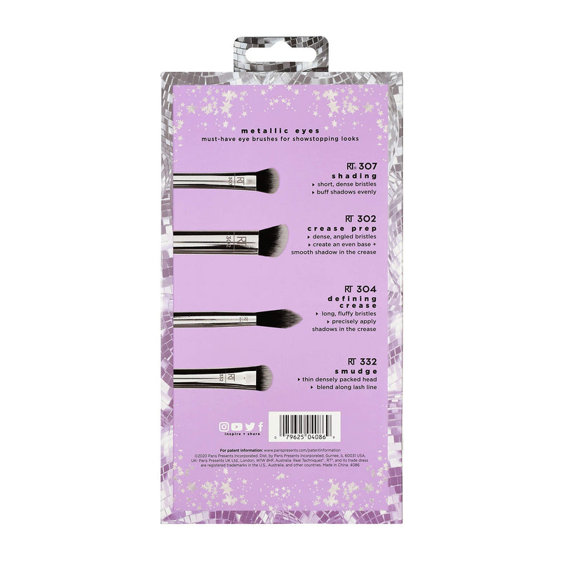 Real Techniques Eye Makeup Brush Set, Metallic Eye Gift Set, 4 Brushes Real Techniques