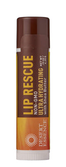 Desert Essence Lip Rescue Ultra Hydrating with Shea Butter - 0.15 Oz - Pack of 2 - Soft Moisturizer Balm Stick - Ginkgo Biloba Extract - Soothes Dry Or Cracked Lips - Vitamin E - Beeswax - Peppermint Desert Essence