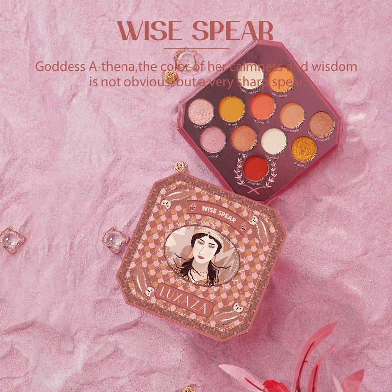 LUXAZA Pink Nudes Neutral Eyeshadow Palette - Eyeliner - Mirror, Matte Shimmer Gold Red Metallic Makeup Palette, Coordinated Warm Blush Pigmented Makeup pallet Starter Kit for Women - Nudes Pink LUXAZA
