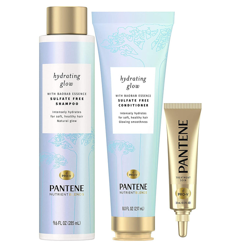 Pantene Shampoo and Conditioner plus Hair Mask Rescue Shot Treatment with Baobab Essence Nutrient Blends Hydrating Glow Pantene Store