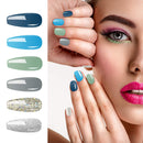 HOMSUM Gel Nail Polish Set, Navy Blue Silver Glitter Gel Nail Polish UV LED Soak Off with No Wipe Base and Glossy Top Coat, Nail Art Manicure Kit Gift Set 8ML HOMSUM