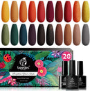 Beetles 23 Pcs Gel Nail Polish Kit-Cozy Campfire Fall Winter Orange Yellow Green Gel Nail Polish Set Colors Collection Soak Off LED Nail Lamp Base Top Coat Glitter Gel Polish Nail Kit Christmas Gifts beetles Gel Polish Store