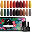 Beetles 20 Pcs Gel Nail Polish Kit-Cozy Campfire Fall Winter Orange Yellow Green Gel Nail Polish Set Colors Collection Soak Off LED Nail Lamp Base Top Coat Gel Nail Kit Christmas Thanksgiving Gifts beetles Gel Polish