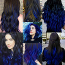 TOFAFA 16 Pcs Colored Hair Extensions Curly Wavy Clip in Synthetic Hairpiece Streak for Girls Women Kid, Multi-colors Party Highlights (Blue) TOFAFA Store