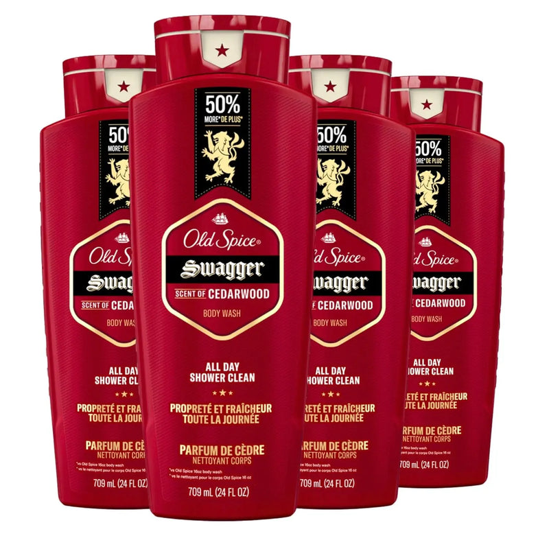 Old Spice Body Wash for Men, 24/7 Shower Fresh with Lasting Scent, Red Collection, Swagger with Cedarwood Scent, 24 fl oz (Pack of 2) Infinity Warehouse