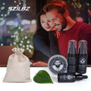 Beard Growth Kit For Men, Unique Beard Care with 100% Natural Beard Oil, Beard Balm, Beard Shampoo Wash Beard Brush& Wood Beard Comb, Beard Scissors, Best Beard Gift For Dad Husband Boyfriend SZILBZ