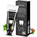 Activated Charcoal & Coconut Oil Teeth Whitening Toothpaste, 100% Natural Charcoal Toothpaste for Whitening Teeth, Removing Stains, Mint Flavor Freshen Breath, No Fluoride, No Triclosan, No Peroxide Lagunamoon