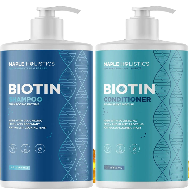 Advanced Biotin Shampoo and Conditioner Set - Thickening Sulfate and Paraben Free Shampoo and Conditioner for Hair Growth with Rice Water Black Castor Caffeine Collagen and Rosemary Oil Infinity Warehouse
