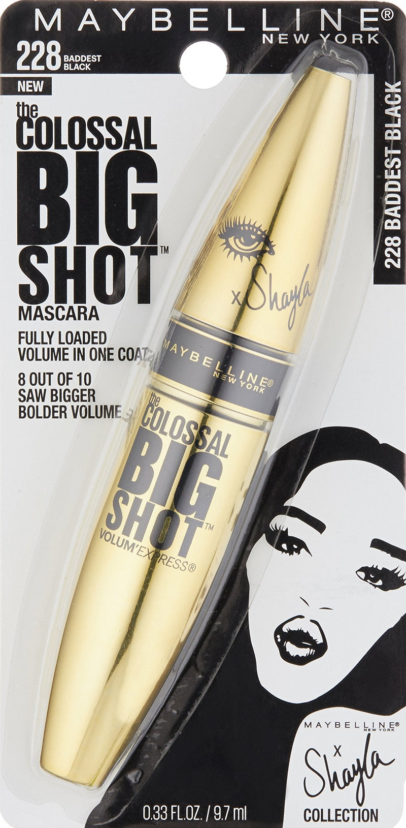 Maybelline New York Volum' Express The Colossal Big Shot Mascara X Shayla, Baddest Black, 0.33 Fluid Ounce Maybelline New York