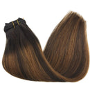 GOO GOO Human Hair Extensions Clip in Balayage Dark Brown to Chestnut Brown 16 Inch 120g 7pcs Remy Clip in Hair Extensions Real Natural Hair Extensions Straight Thick GOO GOO Store