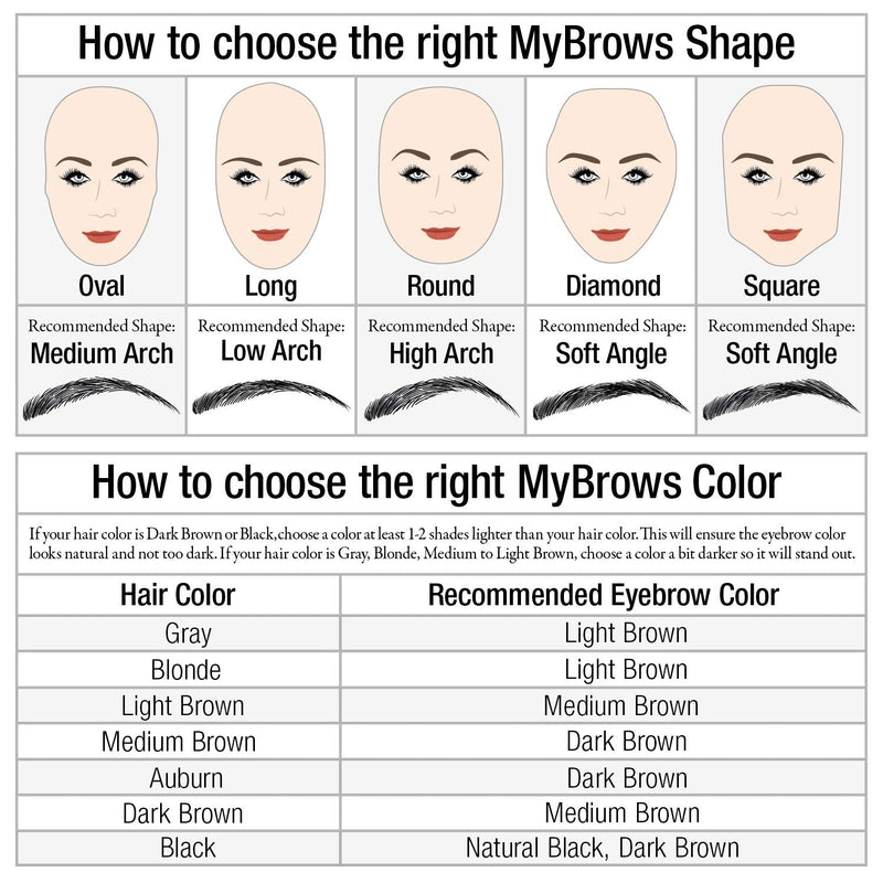 Godefroy MyBrows Long Lasting Eyebrow Transfers, Low Arch, Medium Brown, 12-Pairs of Brows Godefroy