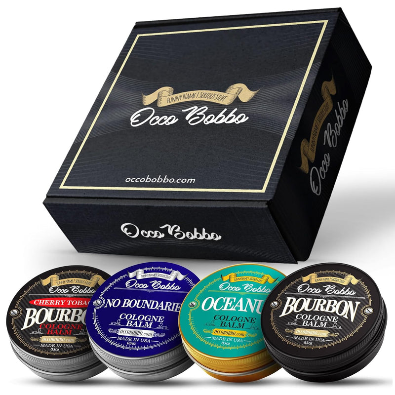 Occo Bobbo Solid Cologne for Men Samples Set - Men's Cologne Gift Set - Travel Size Cologne for Men (4) .5 oz tins Infinity Warehouse