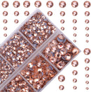 4000Pcs Mixed Size Hot Fix Round Crystals Gems Glass Stones Hotfix Flat Back Rhinestones (Champagne) Massive Beads
