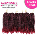 6 Packs Spring Twist Braiding Hair 10 Inch Spring Twists Bomb Twist Hair Fluffy Butterfly Locs Twist Crochet Braids Synthetic Crochet Braids Hair Extensions for Women (15Strands,T1B/BUG
