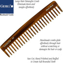 Giorgio G47 Large 6 Inch Hair Detangling Comb, Wide Teeth for Thick Curly Wavy Hair. Long Hair Detangler Comb For Wet and Dry. Handmade of Quality Cellulose, Saw-Cut, Hand Polished, Tortoise Shell GIORGIO
