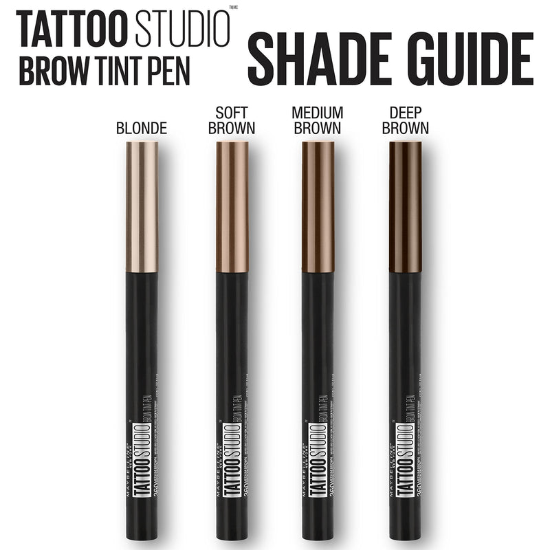 Maybelline New York TattooStudio Brow Tint Pen Makeup, Medium, Brown, 1 Count Maybelline New York
