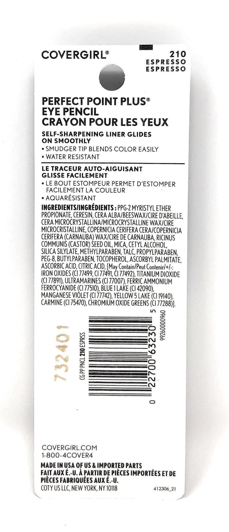 CoverGirl Perfect Point Plus Eyeliner, Espresso (W) 210, 0.008 - Ounce Packages (Pack of 2) COVERGIRL