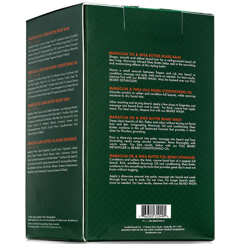 SheaMoisture Beard-Care Kit for Men, Includes Wash, Balm, Oil, Conditioner, Natural Shea Butter & Maracuja Oil, Great Gift Infinity Warehouse