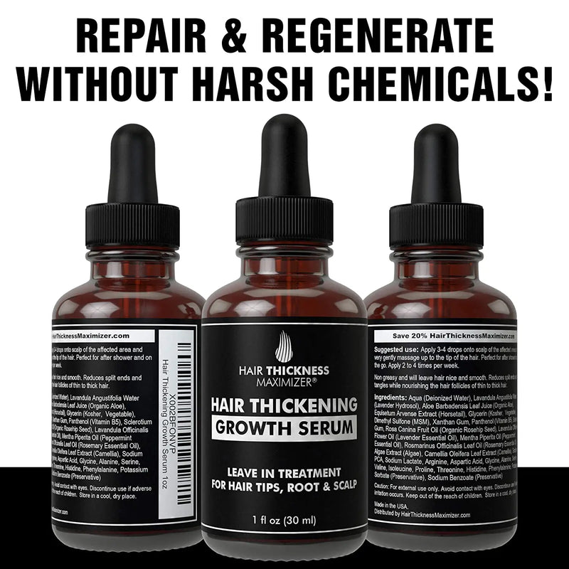 Hair Growth Serum - Hair Loss Prevention Treatment by Hair Thickness Maximizer. Best Natural Oils For Thinning Hair. Replenish Hair Follicles for Men, Women. Thickening Leave In Conditioner Serum 1oz Hair Thickness Maximizer Store