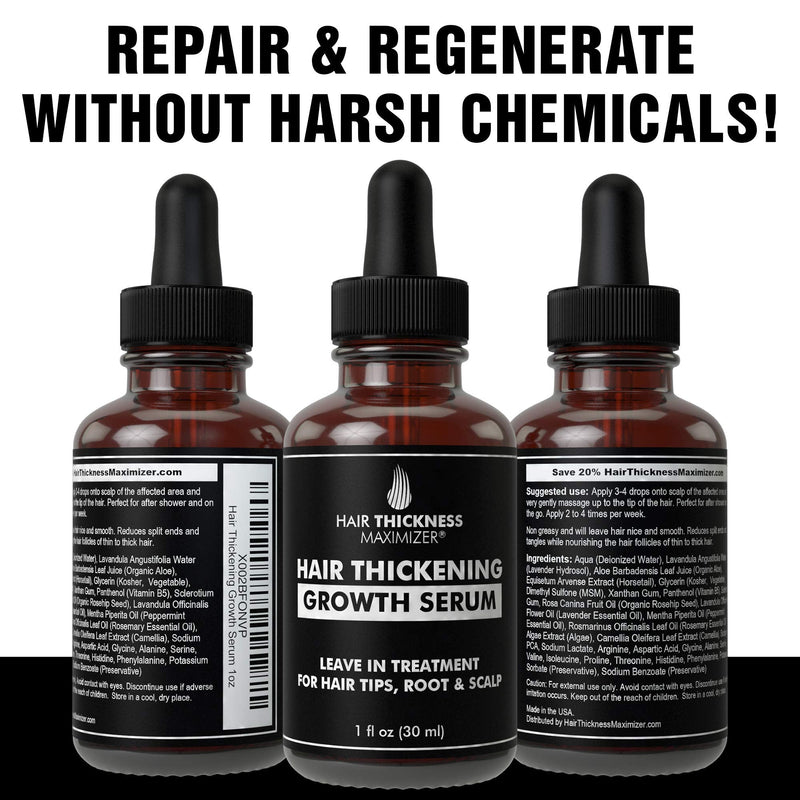 Hair Growth Serum - Hair Loss Prevention Treatment by Hair Thickness Maximizer. Best Natural Oils For Thinning Hair. Replenish Hair Follicles for Men, Women. Thickening Leave In Conditioner Serum 1oz Hair Thickness Maximizer