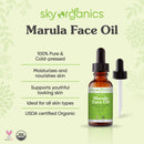 Organic Marula Oil by Sky Organics (1 oz) Cold-pressed USDA Organic 100% Pure Unrefined Marula Oil for Skin and Hair Natural Marula Face Oil Moisturizing Beauty Oil for All Skin Types Sky Organics