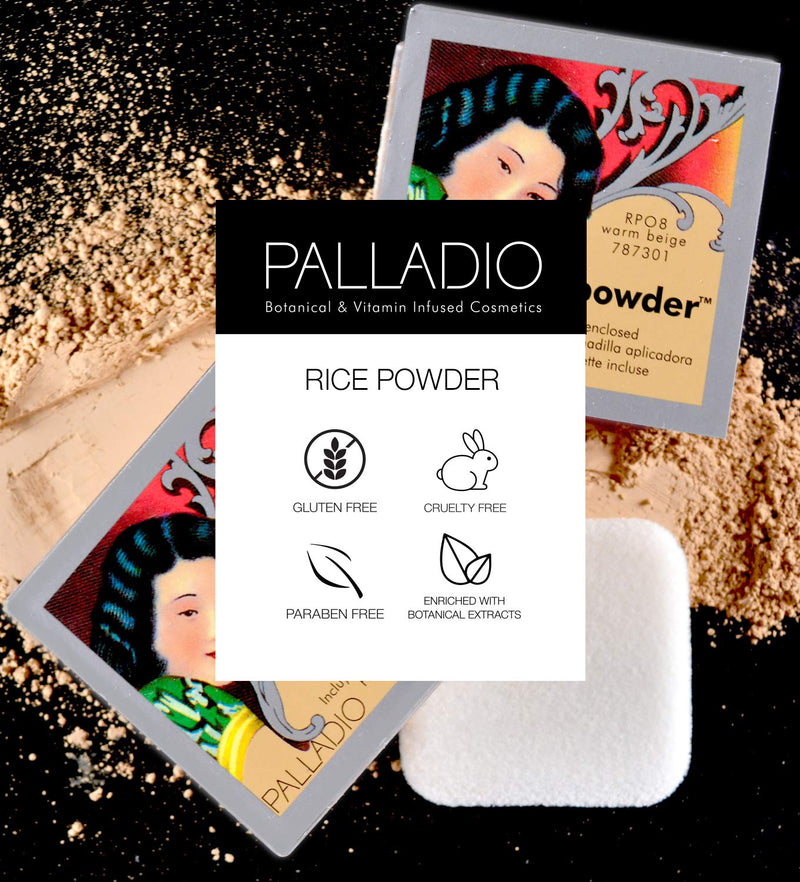 Palladio Rice Powder, Translucent, Loose Setting Powder, Absorbs Oil, Leaves Face Looking and Feeling Smooth, Helps Makeup Last Longer For a Flawless, Fresh Look Palladio