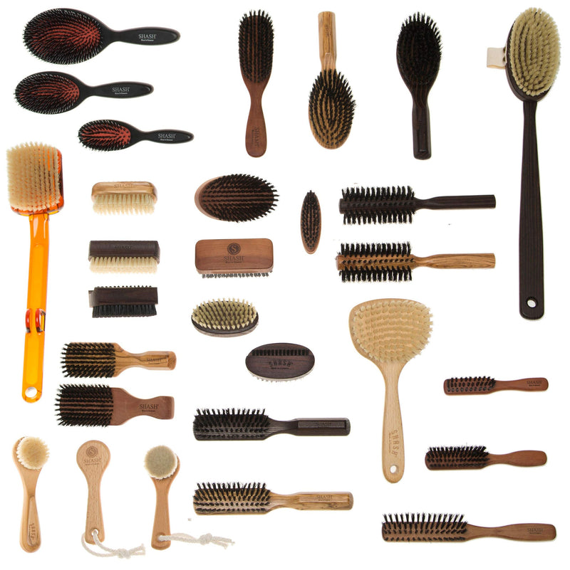 Made In Germany - SHASH Nylon Boar Bristle Brush Suitable For Normal to Thick Hair - Gently Detangles, No Pulling or Split Ends - Softens and Improves Hair Texture, Stimulates Scalp (Large) SHASH