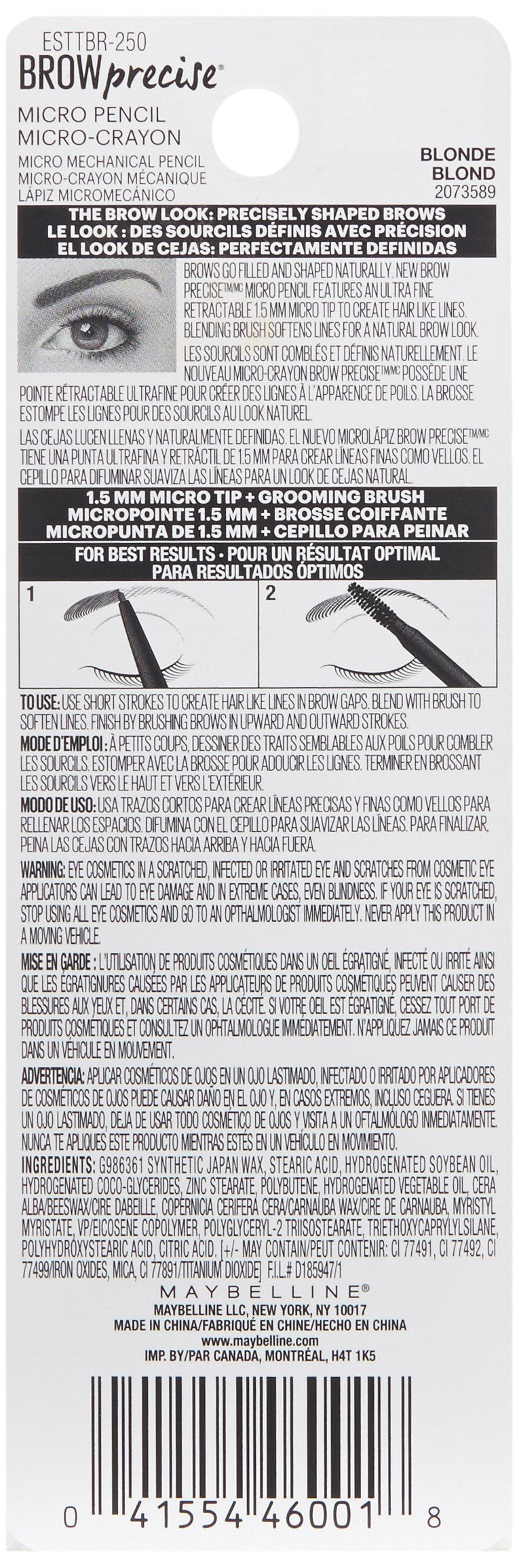 Maybelline Brow Precise Micro Eyebrow Pencil Makeup, Blonde, 0.002 oz. Maybelline New York
