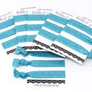 Bachelorette Hair Ties Set No Crease Ribbon Elastics Ouchless Ponytail Holders Hair Bands for Bachelorette Gift Bridesmaid Gift Bride Showers (6 Pack, Glitter Turquoise) Mebel Lola