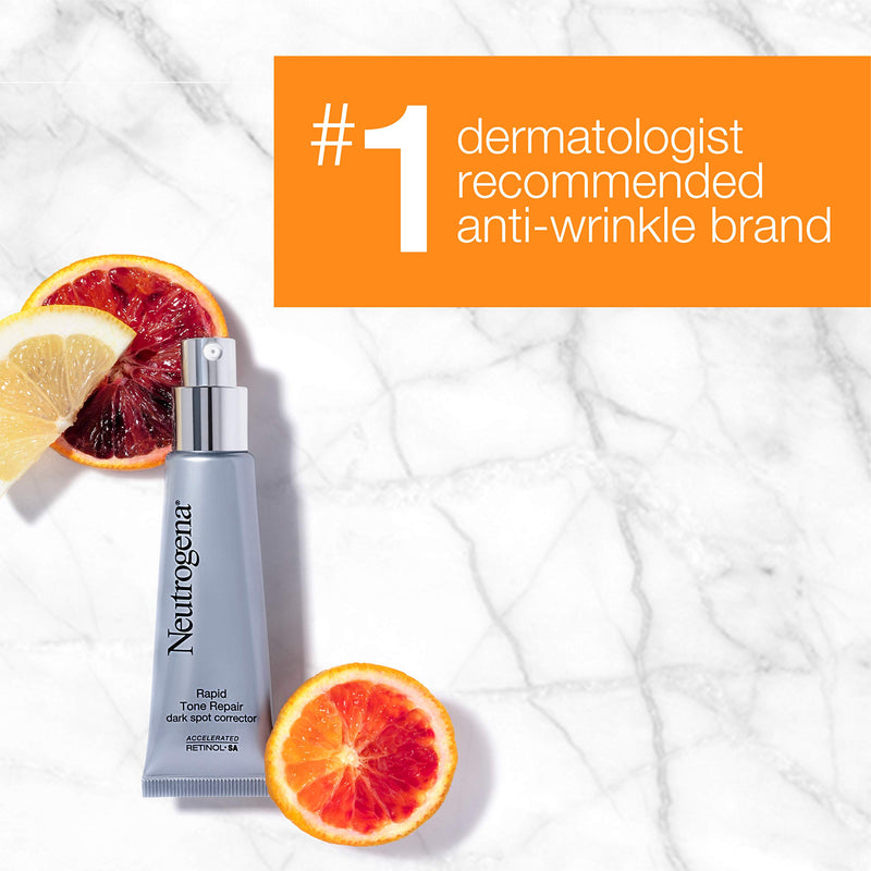 Neutrogena Rapid Tone Repair Retinol + Vitamin C Dark Spot Corrector Face Serum, Daily Anti-Wrinkle Retinol Dark Spot Corrector to Brighten & Even Tone, Mineral-Oil & Dye-Free, 1 oz Neutrogena