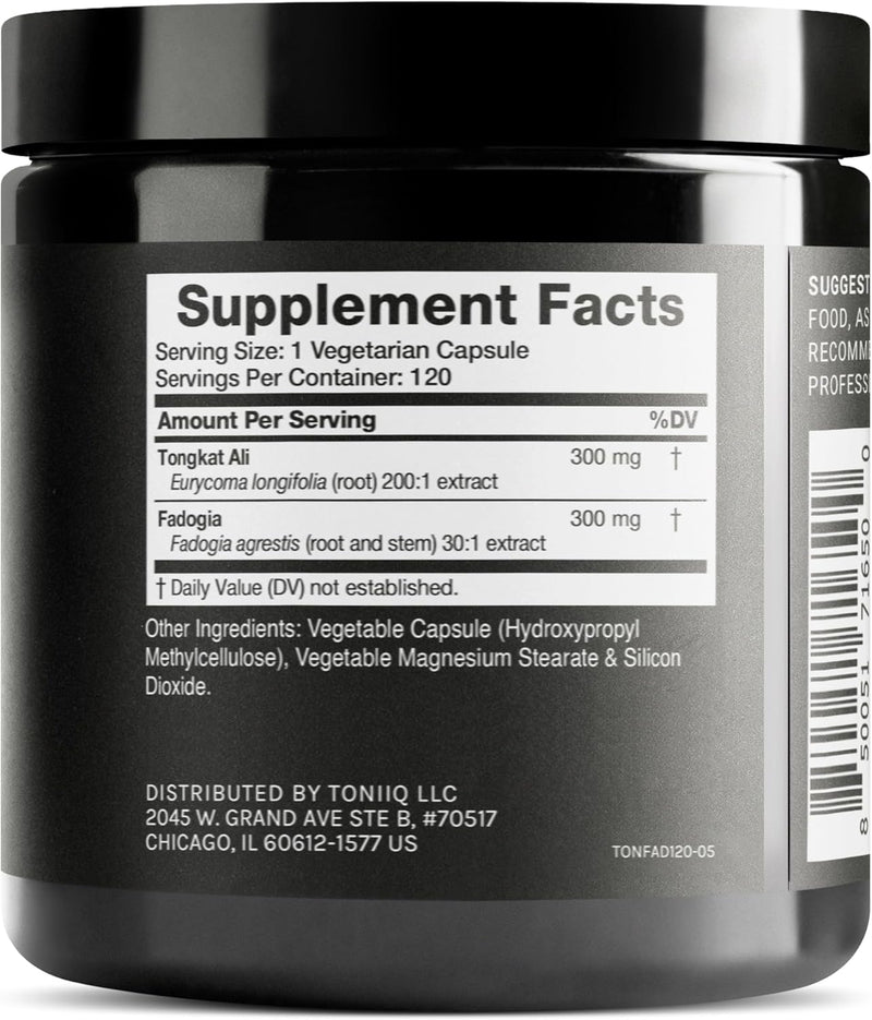 Tongkat Ali Fadogia Agrestis - Ultra High Potency 200:1 Tongkat Ali & 30:1 Fadogia Agrestis - 2% Eurycomanone -Third-Party Lab Tested - 120 Capsules Infinity Warehouse