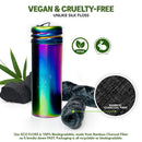 Vegan Biodegradable Bamboo Charcoal Dental Floss with Refillable Stainless Steel Rainbow Container | Extra Floss Refill | Natural Candelilla Wax | 33yds x2 | Peppermint | Eco Zero Waste Oral Care ME MOTHER EARTH