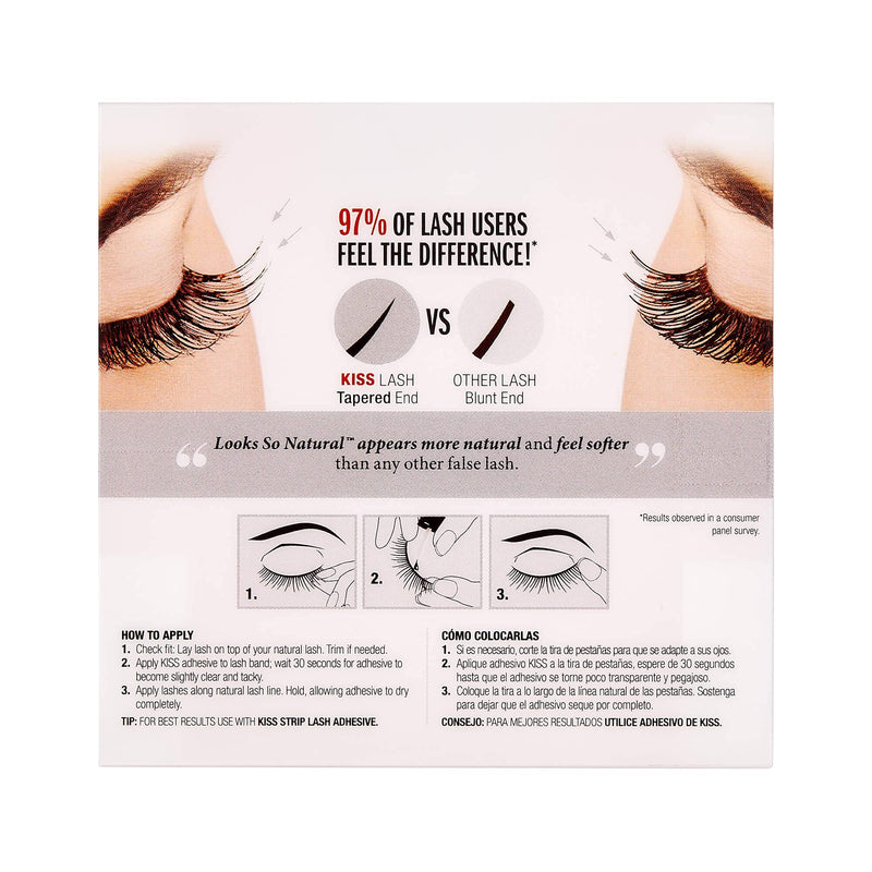 KISS Looks So Natural False Eyelashes Double Pack, Lightweight & Comfortable, Natural-Looking, Tapered End Technology, Reusable, Cruelty-Free, Contact Lens Friendly, Style Sultry, 2 Pairs KISS