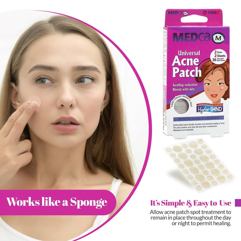 Acne Patch - Spot Dots 72 Count, Hydrocolloid Bandages, Acne Pimple Care Patches Absorbing Round Pads, Blemish Covers MEDca
