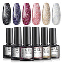 TOMICCA Glitter Gel Nail Polish Set of 6 Pcs Gel Polish Glitter Multi-color Sparkle Nail Gel Polish Kit Varnish Manicure Set Soak Off UV LED Nail Gel for Lady, Girls, Starter Nail DIY at Home TOMICCA
