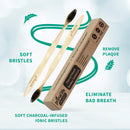 Charcoal Ion Bamboo Toothbrush, Soft Toothbrush with Charcoal Teeth Whitening, BPA Free Charcoal Toothbrush, Bamboo Charcoal Toothbrush, 2 Pack - Primal Life Organics Primal Life Organics