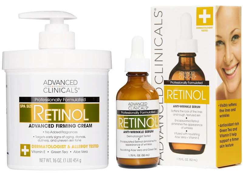 Advanced Clinicals Retinol Body Lotion & Face Moisturizer | Visible Anti Aging Skin Care Retinol Body Cream For Women & Men Targets Look Of Fine Lines, Wrinkles, & Crepe Looking Dry Skin, 16 Ounce Infinity Warehouse