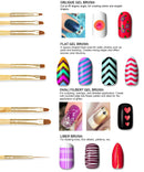 Beaute Galleria Bundle 50 Pieces Nail Art Tool Kit with Pouch - 5 Pieces Dotting Tool Marbleizing Pen (10 Sizes), 15 Pieces Acrylic Gel Detailing Painting Brushes Liners, 30 Pieces Striping Tapes BEAUTÉ GALLERIA