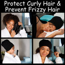 ALEXANDER PRODUCTS Satin Lined Sleep Cap Adjustable Bonnet Slouchy Beanie Slap Hat for Natural Curly Girls and Frizzy Hair Cap for Women Black ALEXANDER PRODUCTS