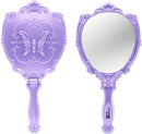 Probeautify Decorative Hand Held Mirror - Beautifully Butterfly Design Hand Mirrors with Handle - Lightweight Mirror - 180 Degrees Full Folding Portable Mirror - Travel Makeup Mirror (Lavender) PROBEAUTIFY Store