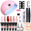 Modelones Poly Extension Gel Nail Kit - 6 Colors with 48W Nail Lamp Slip Solution Rhinestone Glitter All In One Kit for Nail Manicure Beginner Starter Kit DIY at Home Kit Gift modelones