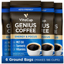 VitaCup Genius Ground Keto Coffee w/Turmeric, MCT Oil, B Vitamins, D3, Ground Coffee Medium Dark Roast, Bold & Smooth, 100% Arabica Coffee Grounds, 11 oz Infinity Warehouse