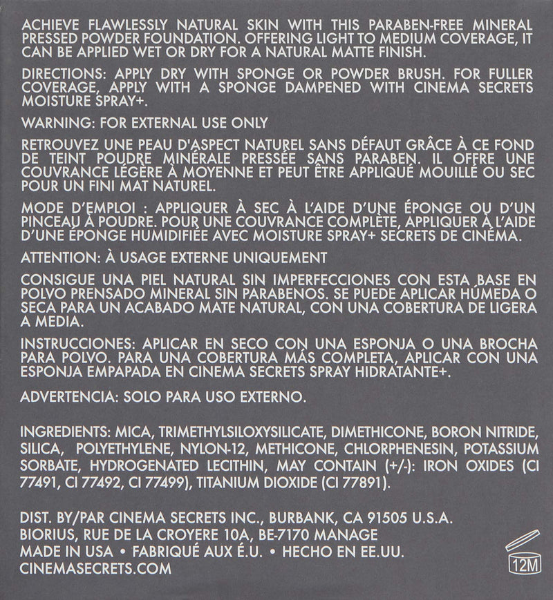 CINEMA SECRETS Pro Cosmetics Dual Fx Foundation Powder, Porcelain CINEMA SECRETS